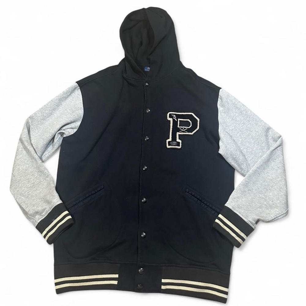 Polo Ralph Lauren Men’s Black P-Wing Cotton Blend Varsity Jacket Size XL Tall